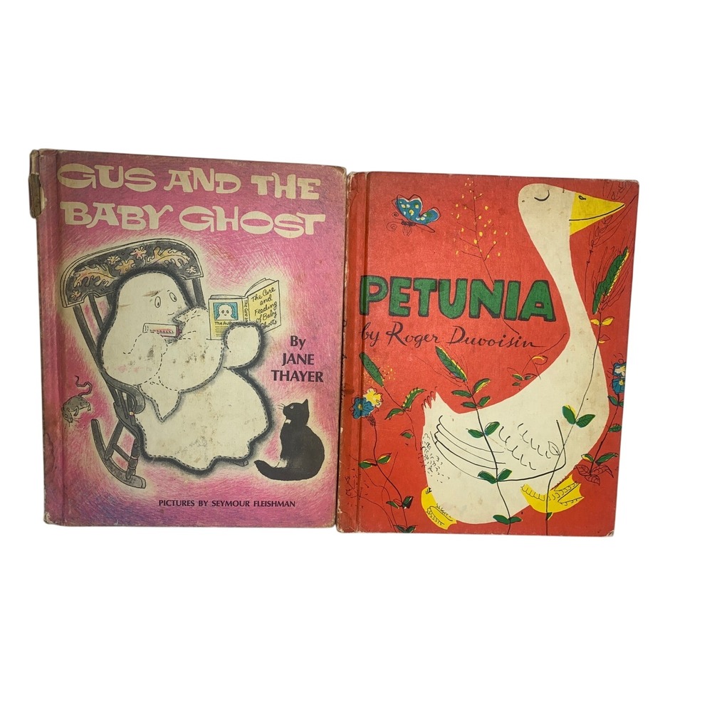 Vintage 50s/70s Childrens Books Gus and the Baby Ghost & Petunia Weekly Reader